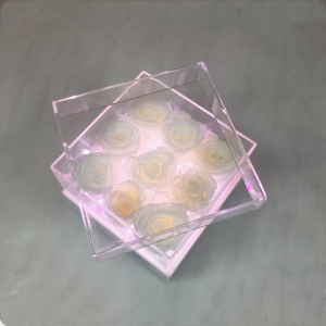  Yageli Caja de flores rosa eterna acrílica personalizada para regalo con luz led 