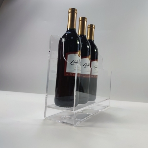Soporte de botella de vino de acrílico transparente montado en la pared de lujo 