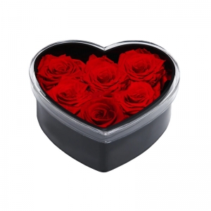 Corazón negro en forma de 6 hoyos Acrílico Rose Flor Cajas para la venta 
