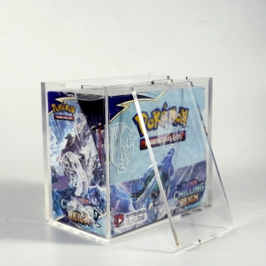 Caja de juego de caja de refuerzo de acrílico transparente de Pokemon con tapa incorporada 