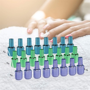 Soporte de exhibición de acrílico de esmalte de uñas transparente de 3 niveles ensamblado
 