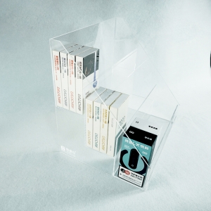 estante de soporte de exhibición de cigarrillo electrónico de acrílico transparente de 3 niveles personalizado
 