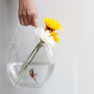 Bolsa de asas de jarrón de vidrio acrílico Fish Tank 