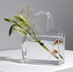 Bolsa de asas de jarrón de vidrio acrílico Fish Tank 