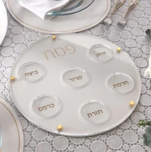 Placa de Seder de Pascua Judaica moderna de acrílico 