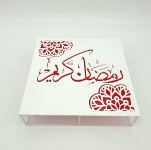 Caja acrílica de muselina islámica Ramadán Eid Mubarak 