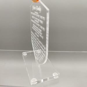 Tarjeta personalizada Janucá Lucite Dreidel con base 