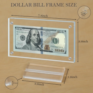 Soporte de acrílico para billetes de dólar con marco de exhibición de billetes de dólar