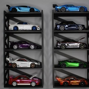 Estante de exhibición de coche modelo de plástico negro 5 niveles 1:64 