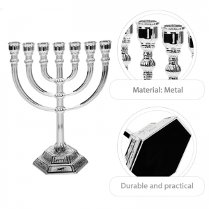 Candelabros judíos de metal plateado Menorá judaica 