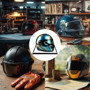 Escaparate de casco acrílico rectangular grande 