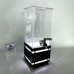 Dispensador de bebidas acrílico transparente personalizado con grifo y luz LED 