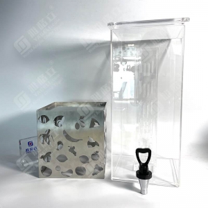 Dispensador de bebidas acrílico transparente Lucite con base de acero inoxidable 