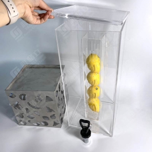 Dispensador de bebidas acrílico transparente Lucite con base de acero inoxidable 