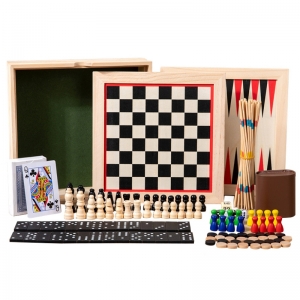 Juego de juego de ajedrez de madera multifunción de madera tic-tac-toe xo 