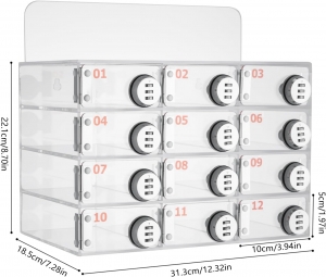 Locker de almacenamiento de teléfonos celulares acrílicos con cerraduras combinadas 