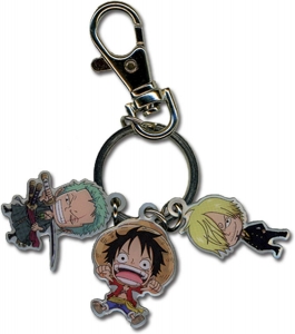 Llavero metálico de One Piece Luffy, Zoro y Sanji 