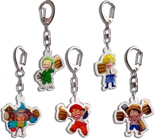 Llavero metálico de One Piece Luffy, Zoro y Sanji