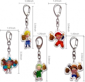 Llavero metálico de One Piece Luffy, Zoro y Sanji 