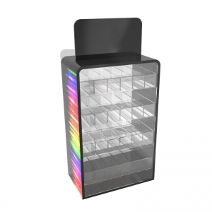 Vitrina grande de plexiglás para cigarrillos electrónicos con puerta 