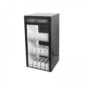 Gabinete de plexiglás negro de tres niveles para cigarrillos electrónicos 