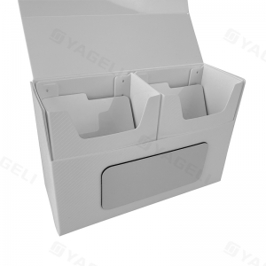 Caja de plástico con compartimentos dobles para guardar cartas de TCG 