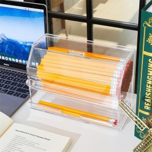 Caja dispensadora de lápices con pajita de acrílico transparente YAGELI 