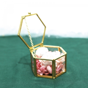 Joyero de cristal hexagonal personalizado Yageli 