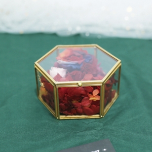 Joyero de cristal hexagonal personalizado Yageli 