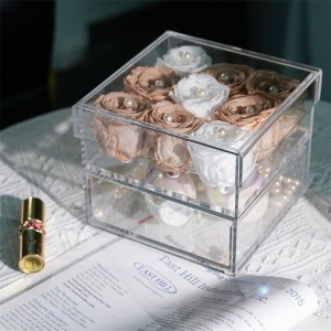 Caja acrílica de 9 flores al por mayor con cajón 