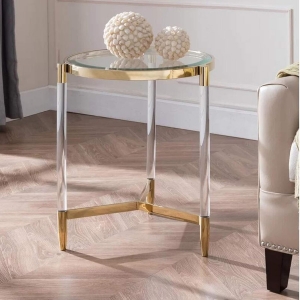 Mesa de centro redonda moderna con tablero de cristal 