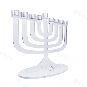 Menorá de Hanukkah de acrílico transparente 