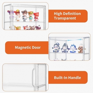 Vitrina de acrílico transparente con divisores para guardar figuras y objetos de colección 