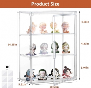Vitrina de acrílico transparente con divisores para guardar figuras y objetos de colección 