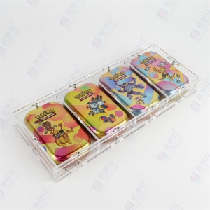 Caja de latas mini de acrílico transparente desmontable para 4 Pokémon 