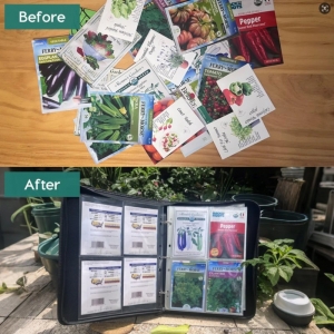 Hoja organizadora de semillas de 4 bolsillos 