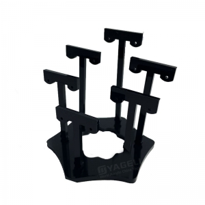 Expositor de joyas de varios niveles de acrílico negro resistente a los rayos UV