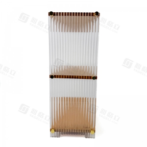 Estante organizador de escritorio de 3 niveles de bambú y acrílico acanalado 