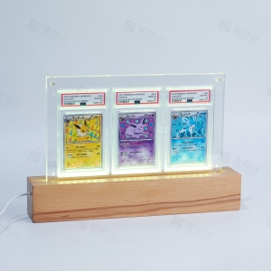 Soporte de PSA con luz LED y base de madera
