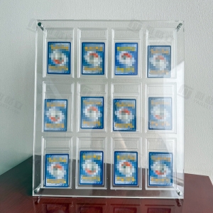 Expositor de pared de acrílico premium con 12 ranuras y certificación PSA | YAGELI 