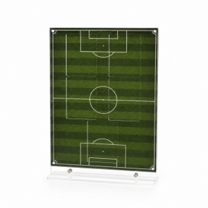 Marco de exhibición magnético de acrílico para cartas deportivas con fondo de campo de fútbol 