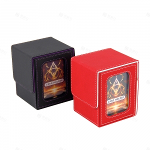 YAGELI Caja para baraja de cartas de cuero PU