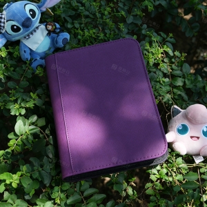 Archivador de tarjetas coleccionables morado con 4 bolsillos 