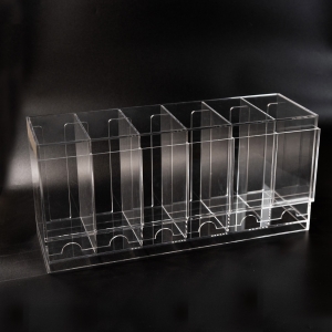 Dispensador de sobres de cartas de acrílico transparente de 6 ranuras, soporte apilable para sobres de cartas coleccionables 