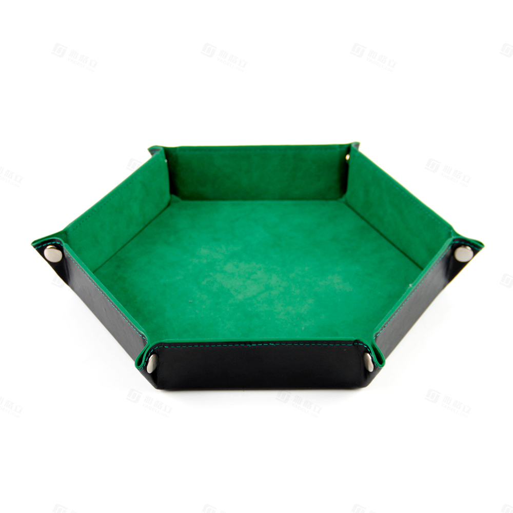 Una opción de almacenamiento de dados hexagonal de cuero PU personalizable